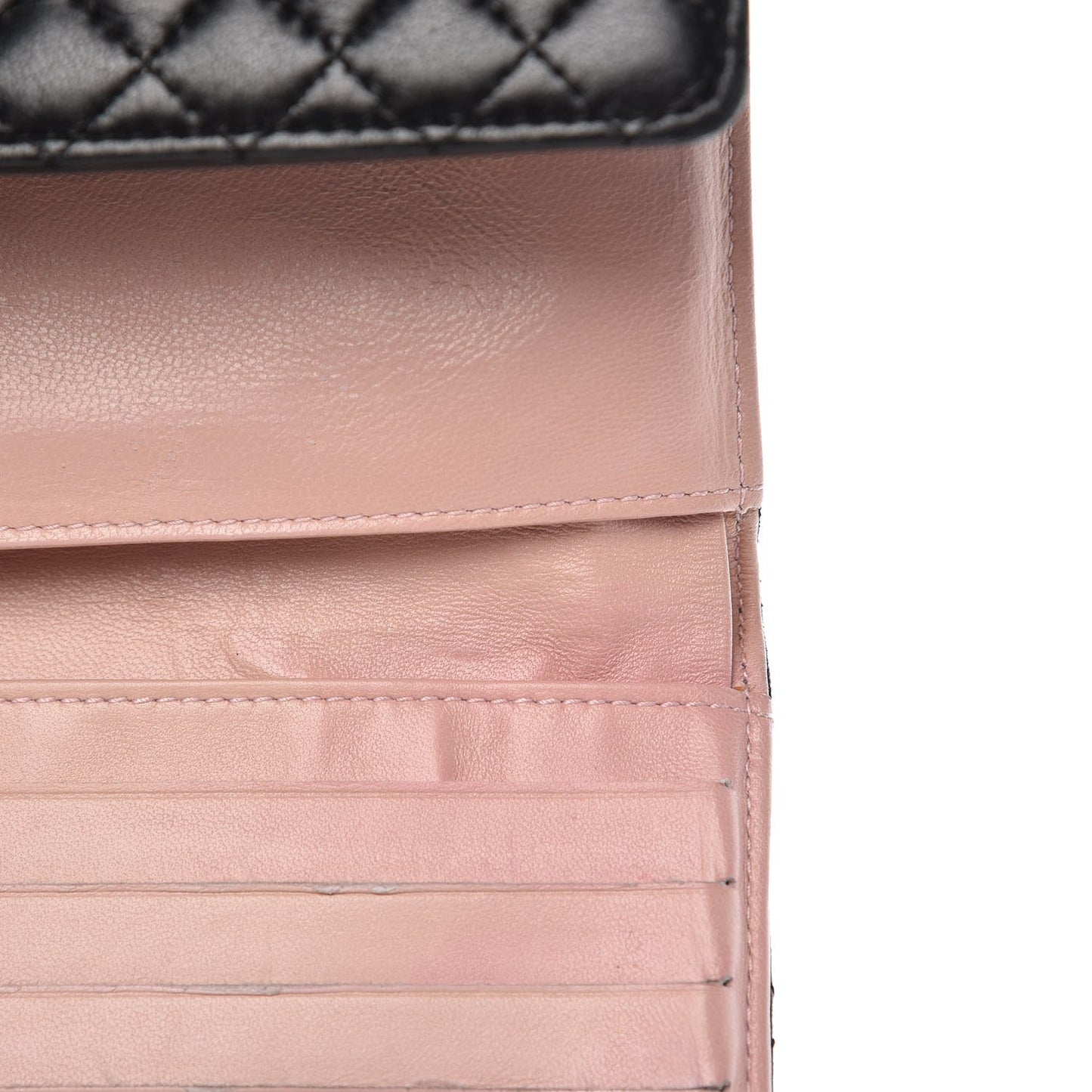 Lambskin Micro Quilted Tri-Fold Wallet Black