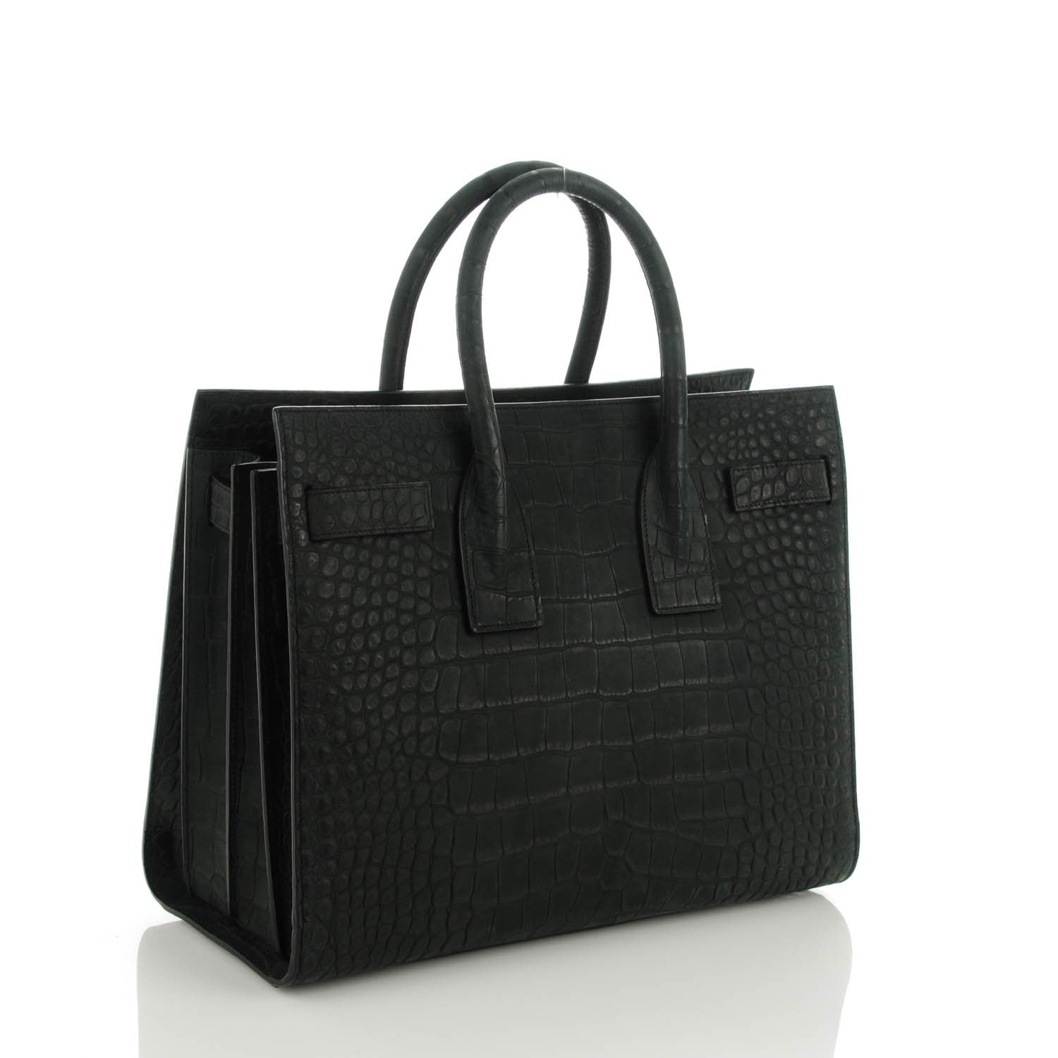 Saint Laurent Crocodile Embossed Small Sac de Jour Dusty Black 3 of 7