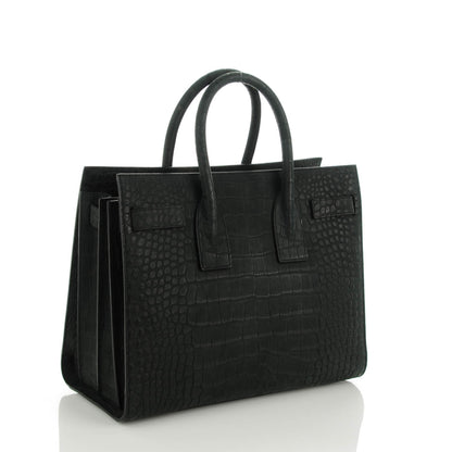 Saint Laurent Crocodile Embossed Small Sac de Jour Dusty Black 3 of 7