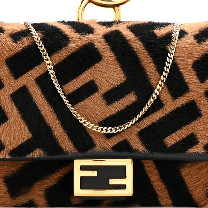 Fendi Sheared Sheepskin Vitello King FF Nano Baguette Charm Tobacco Moro Black 7 of 11