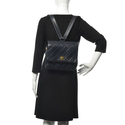 Chanel Lambskin Quilted Backpack Navy 2 of 10