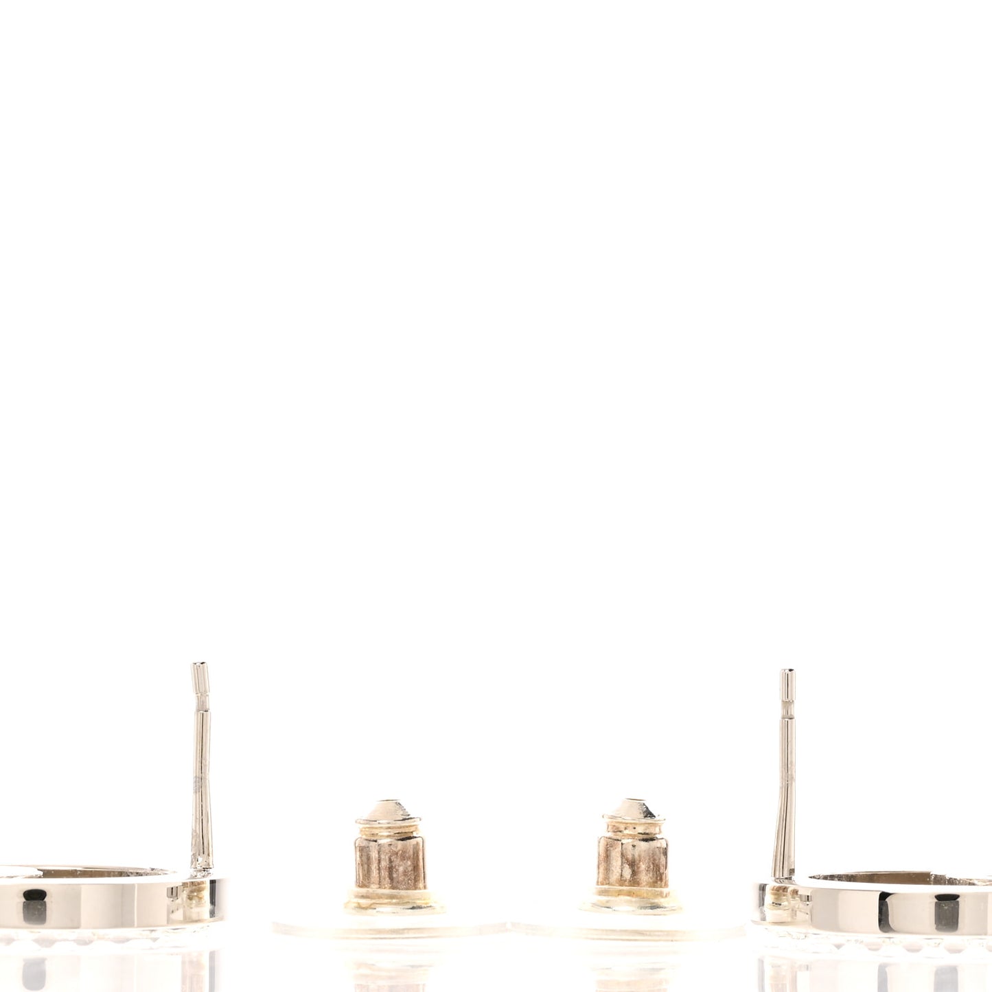 Crystal CC Round Earrings Silver