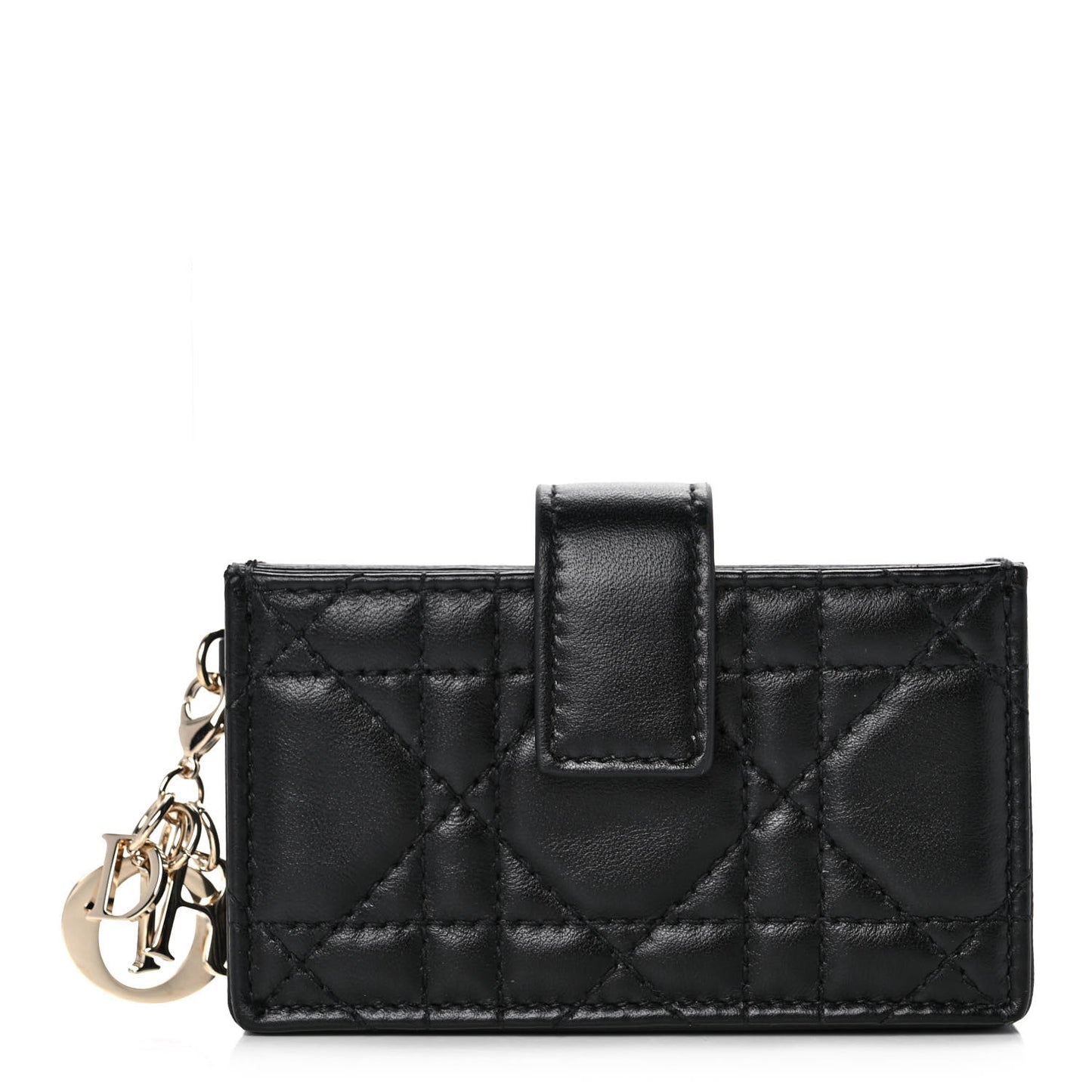 Lambskin Cannage Lady Dior 5-Gusset Card Holder Black