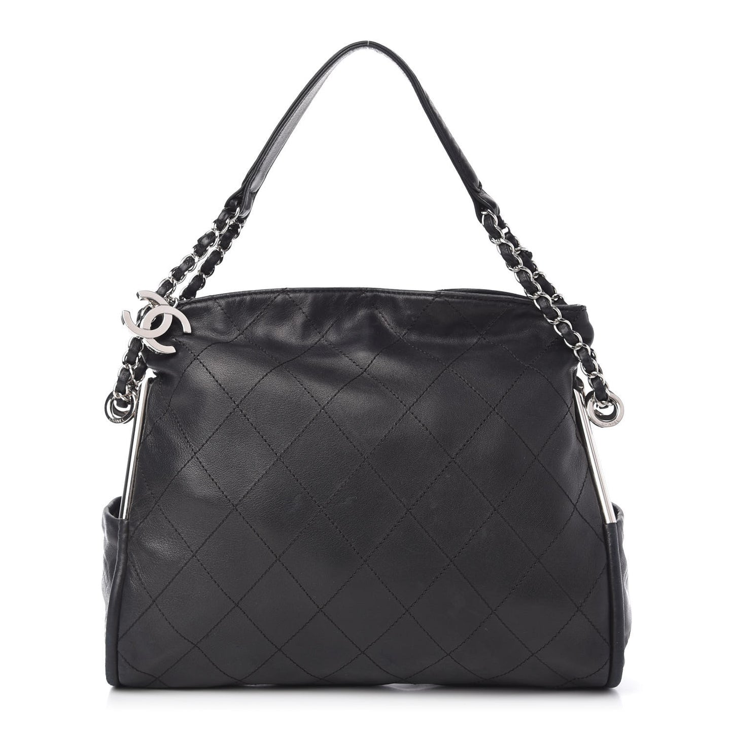 Lambskin Stitched Small Ultimate Soft Tote Black
