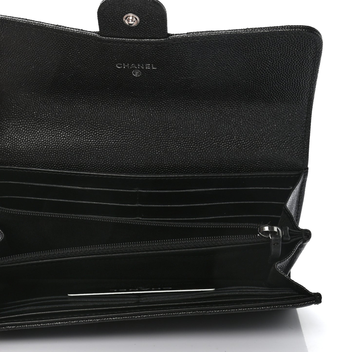 Iridescent Caviar Quilted Large Gusset Flap Wallet Black