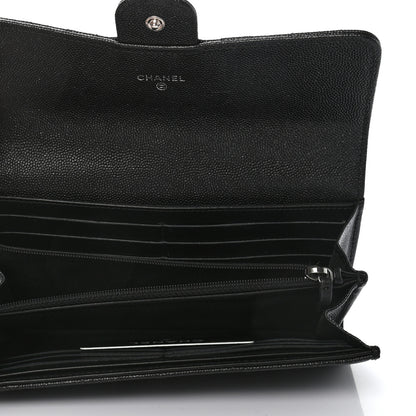 Chanel Iridescent Caviar Quilted Large Gusset Flap Wallet Black 5 of 9