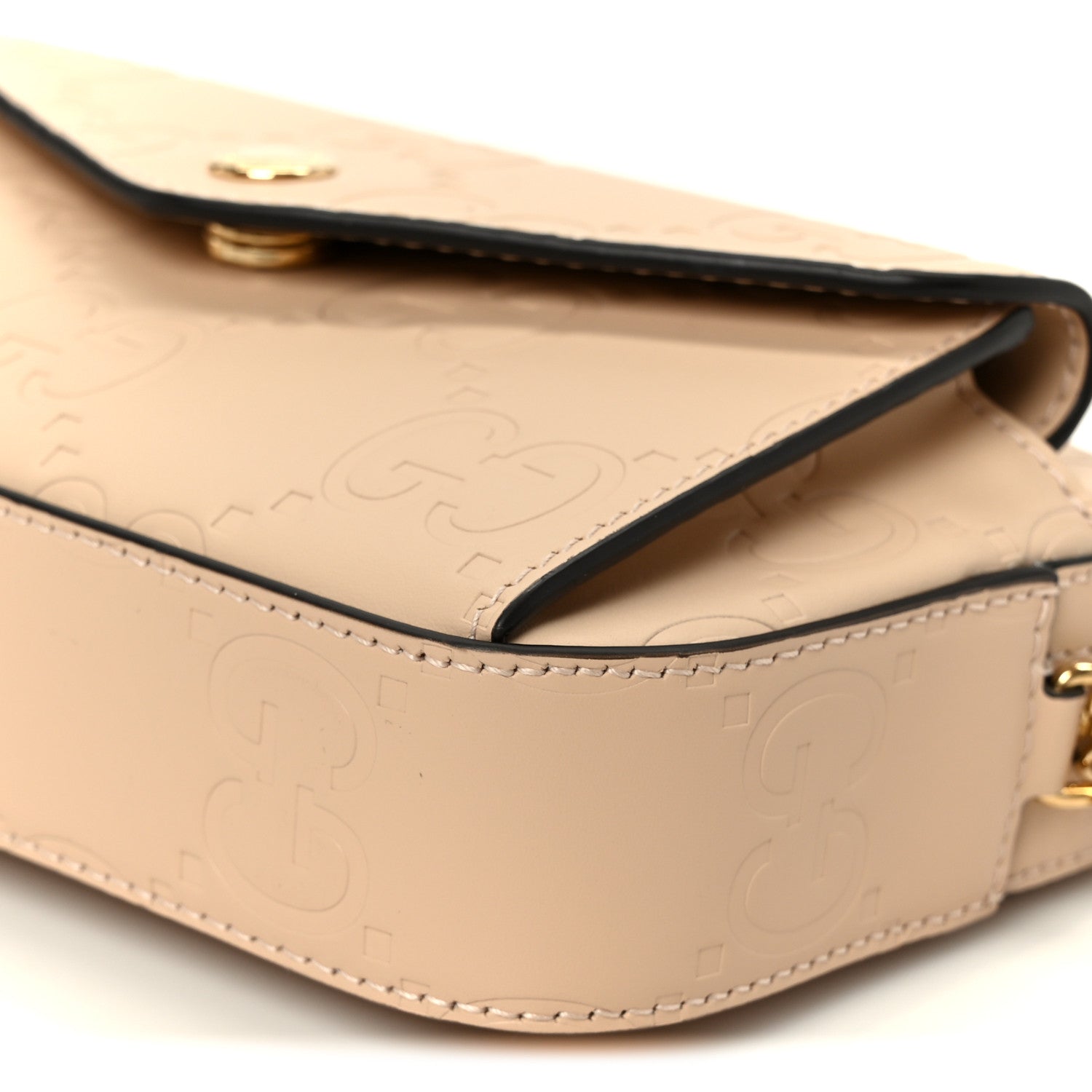 Gucci Calfskin GG Super Mini Debossed Chain Wallet Light Beige 10 of 10