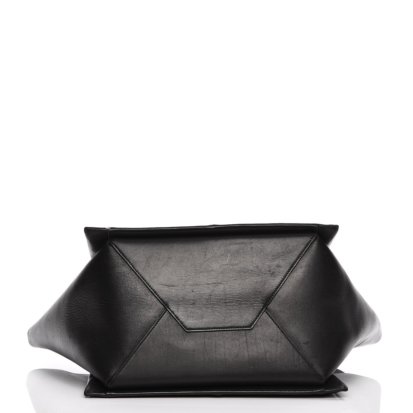 Supple Natural Calfskin Vertical Tri-Fold Bag Black