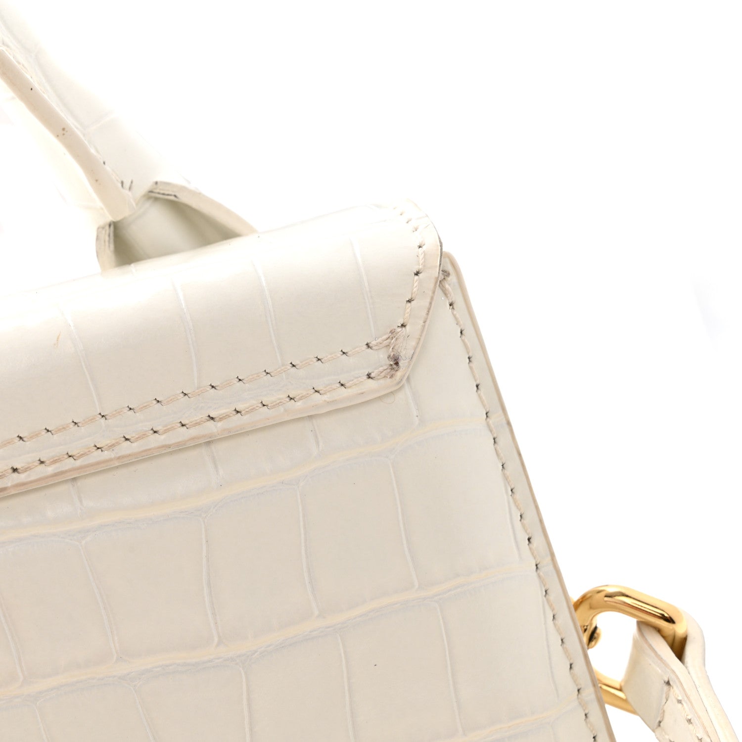 Jacquemus Calfskin Crocodile Embossed Le Chiquito Long White 13 of 13