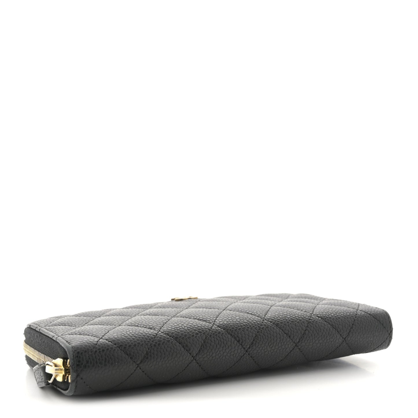 Caviar Quilted Large Gusset Zip Around Wallet Black