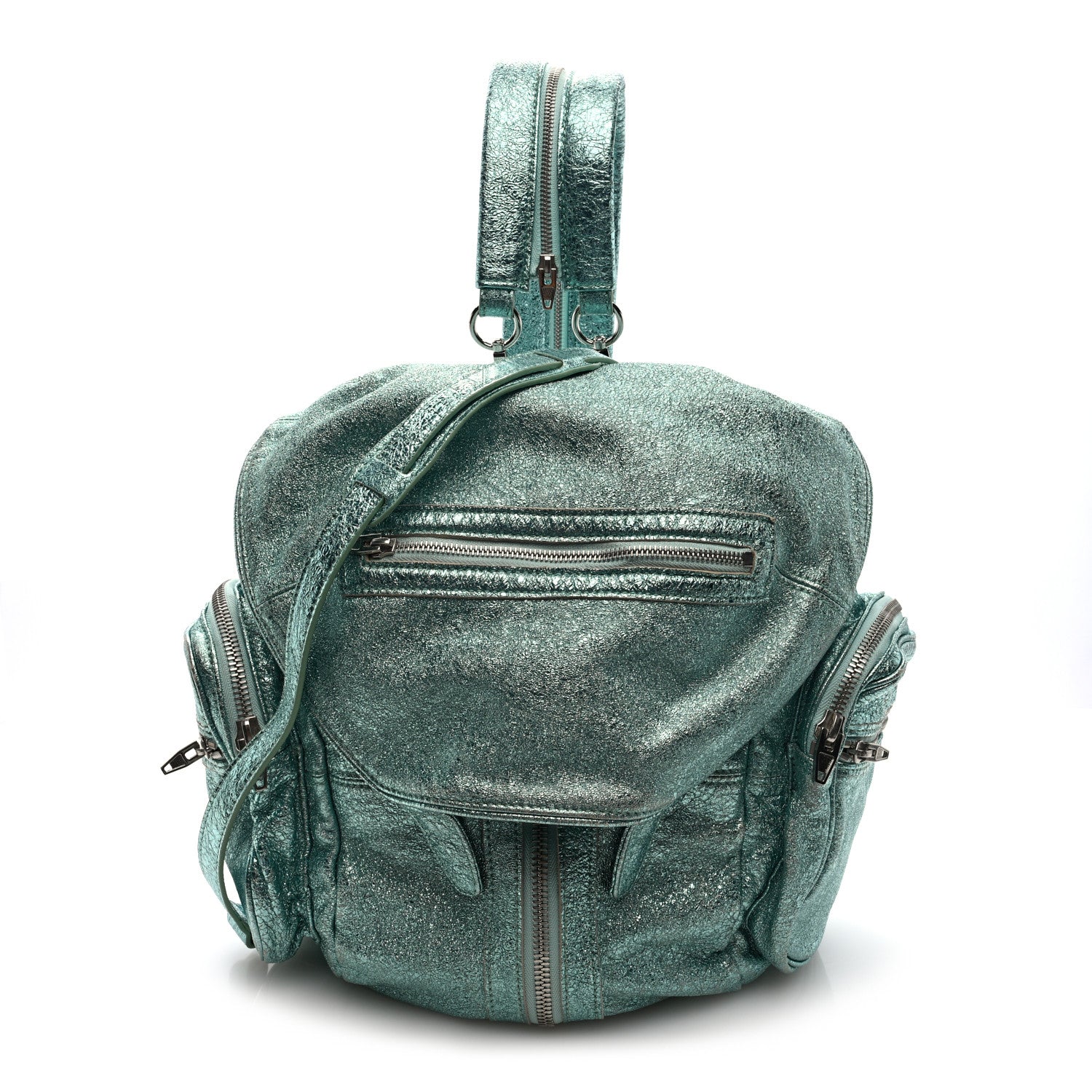 Alexander Wang Metallic Calfskin Marti Backpack Bag Light Blue Rhodium Hardware 1 of 9