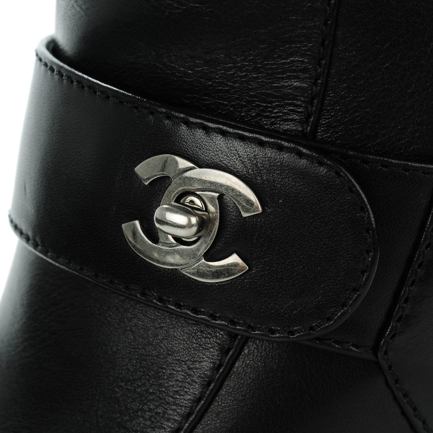 Chanel Calfskin CC Turnlock Knee High Boots 38 Black 8 of 10