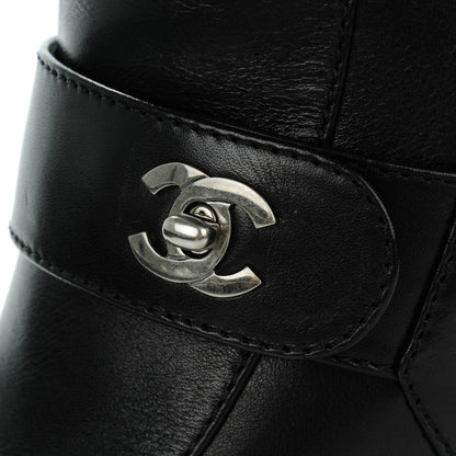 Chanel Calfskin CC Turnlock Knee High Boots 38 Black 8 of 10