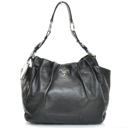 Prada Soft Calf Pleated Hobo Nero Black 1 of 10