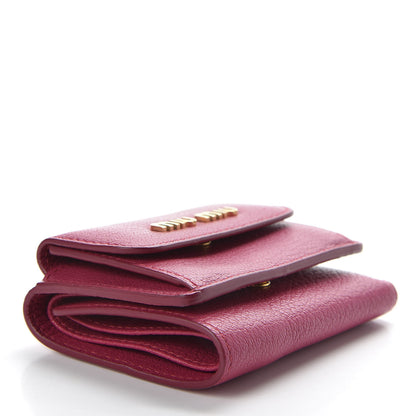 Miu Miu Goatskin Madras Flap Wallet Peonia 4 of 7