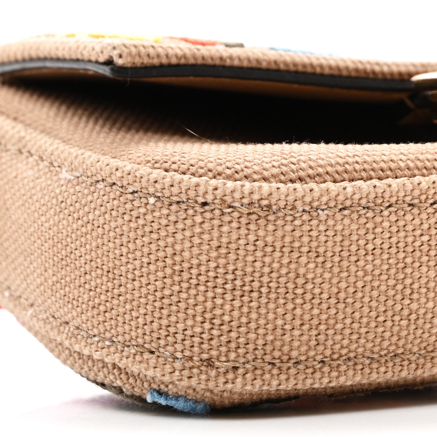 Fendi Canvas Vitello King FF Multicolor Embroidered Nano Baguette Charm Multicolor Cuoio 9 of 10