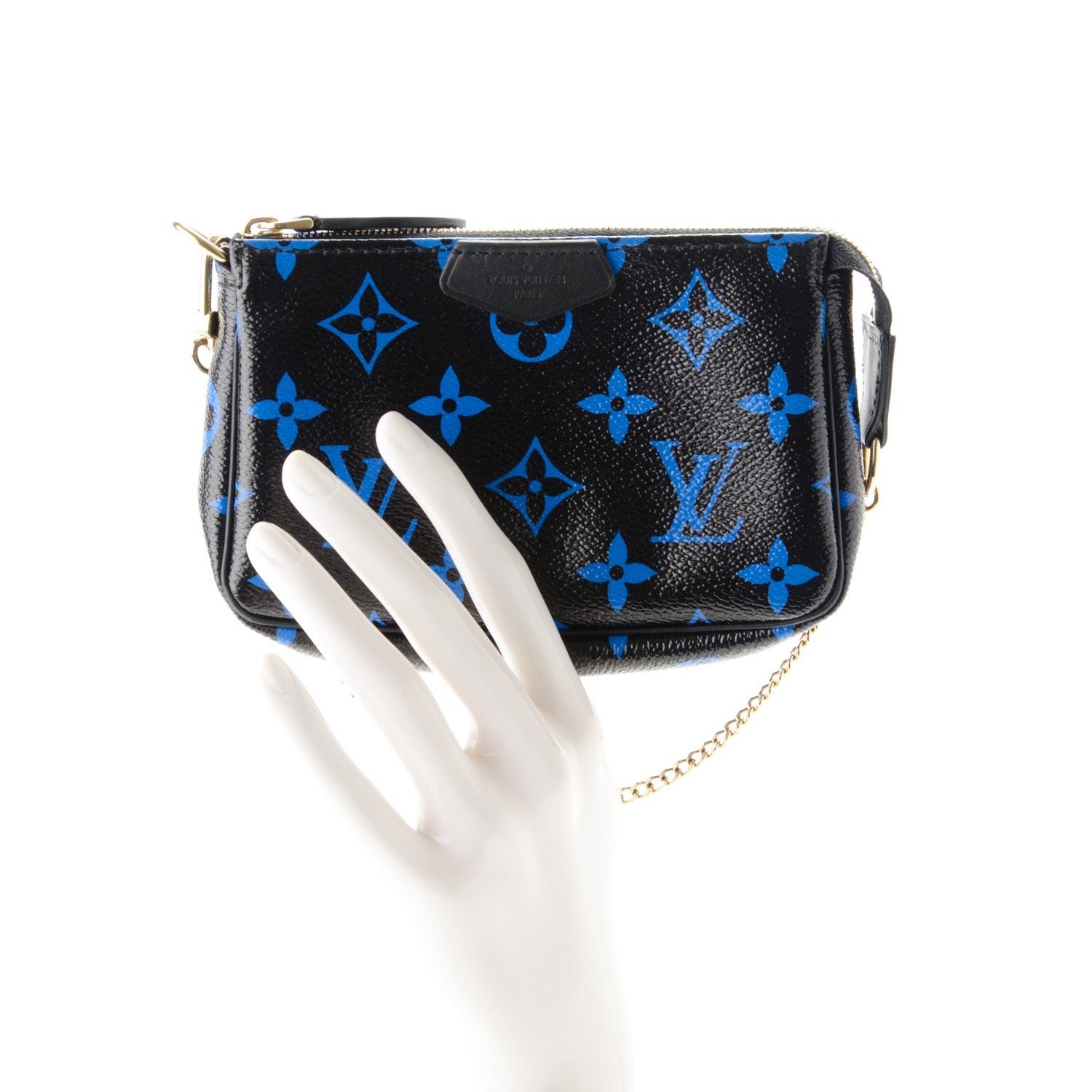 Louis Vuitton Colored Monogram Mini Pochette Accessories Blue Black 2 of 6