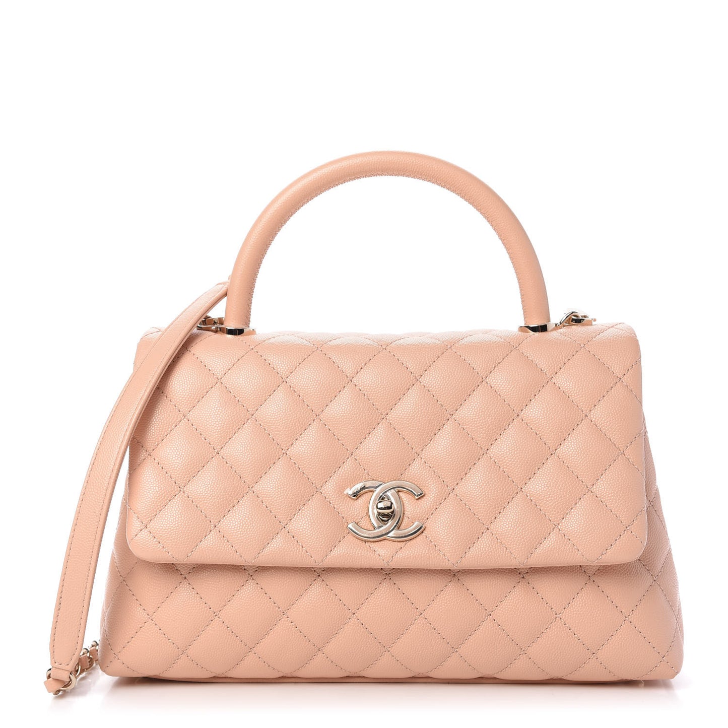 Caviar Quilted Small Coco Handle Flap Light Pink