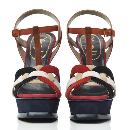 Saint Laurent Suede Tribute 105 Platform Sandals 35.5 Pacific 2 of 16
