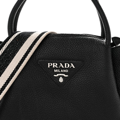 Prada Vitello Daino Soft Mini Zippered Top Handle Bag Black 7 of 10