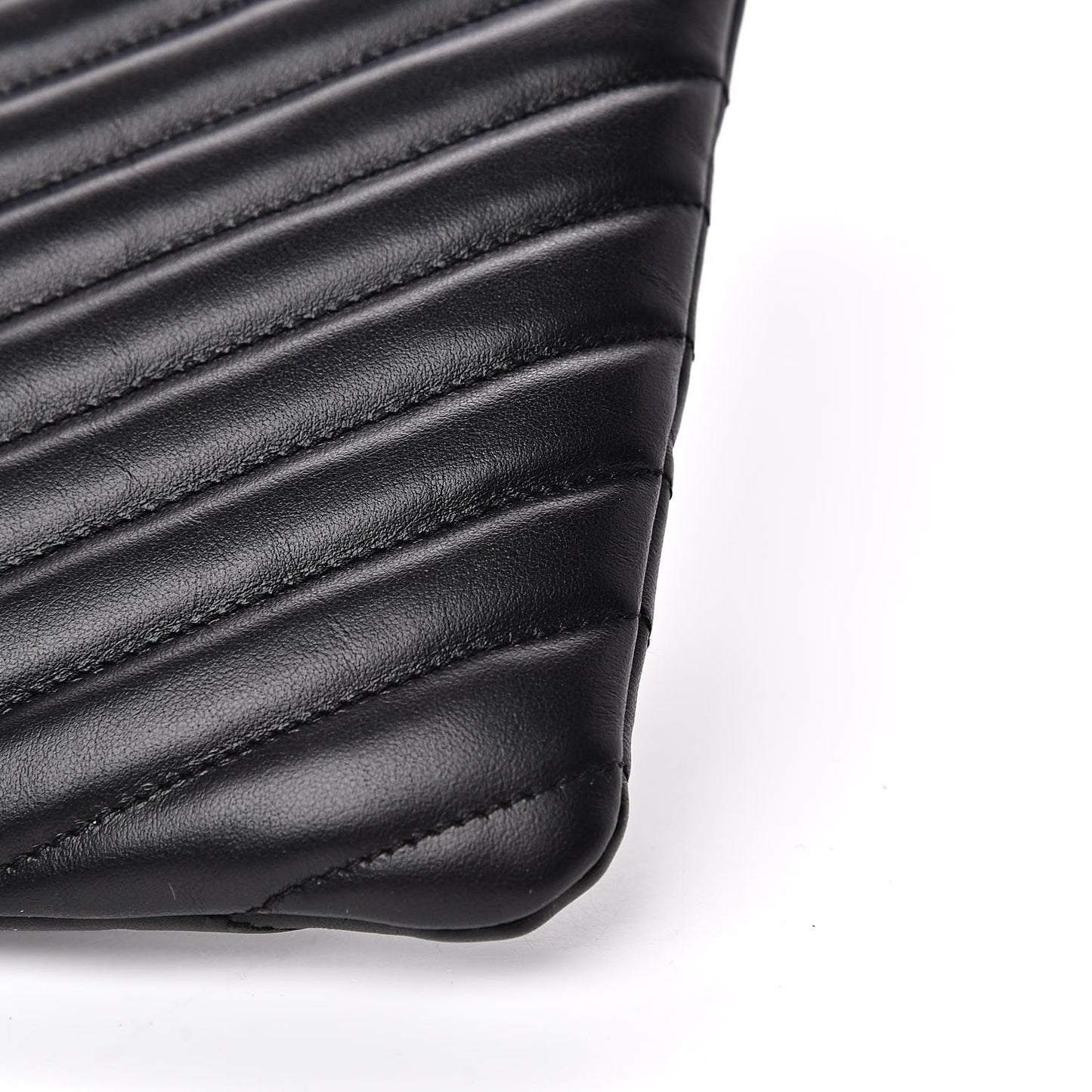 Calfskin Matelasse Chevron Monogram A5 Wristlet Black