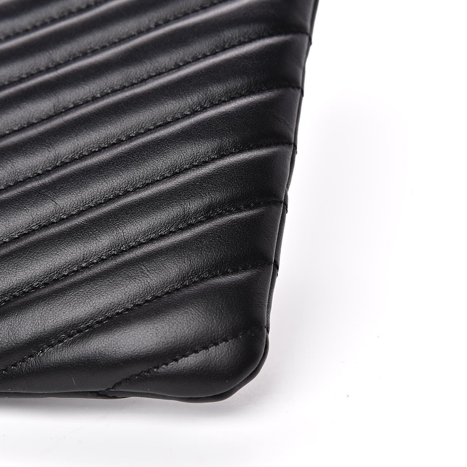 Saint Laurent Calfskin Matelasse Chevron Monogram A5 Wristlet Black 9 of 11