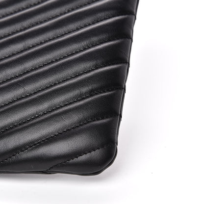 Saint Laurent Calfskin Matelasse Chevron Monogram A5 Wristlet Black 9 of 11