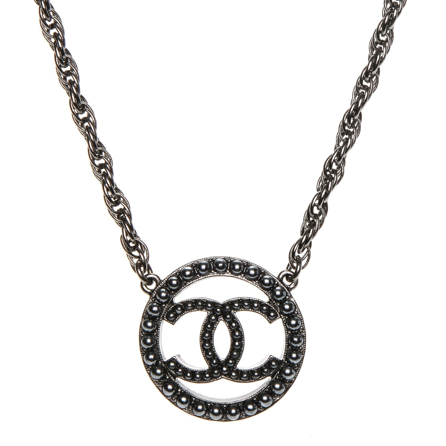 Chanel Ruthenium Pearl CC Short Necklace Dark Grey 1 of 5