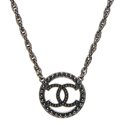 Chanel Ruthenium Pearl CC Short Necklace Dark Grey 1 of 5