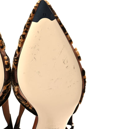 Fendi Mesh Velvet Karligraphy Colibri 55mm Slingback Pumps 38 Nocciola 8 of 9