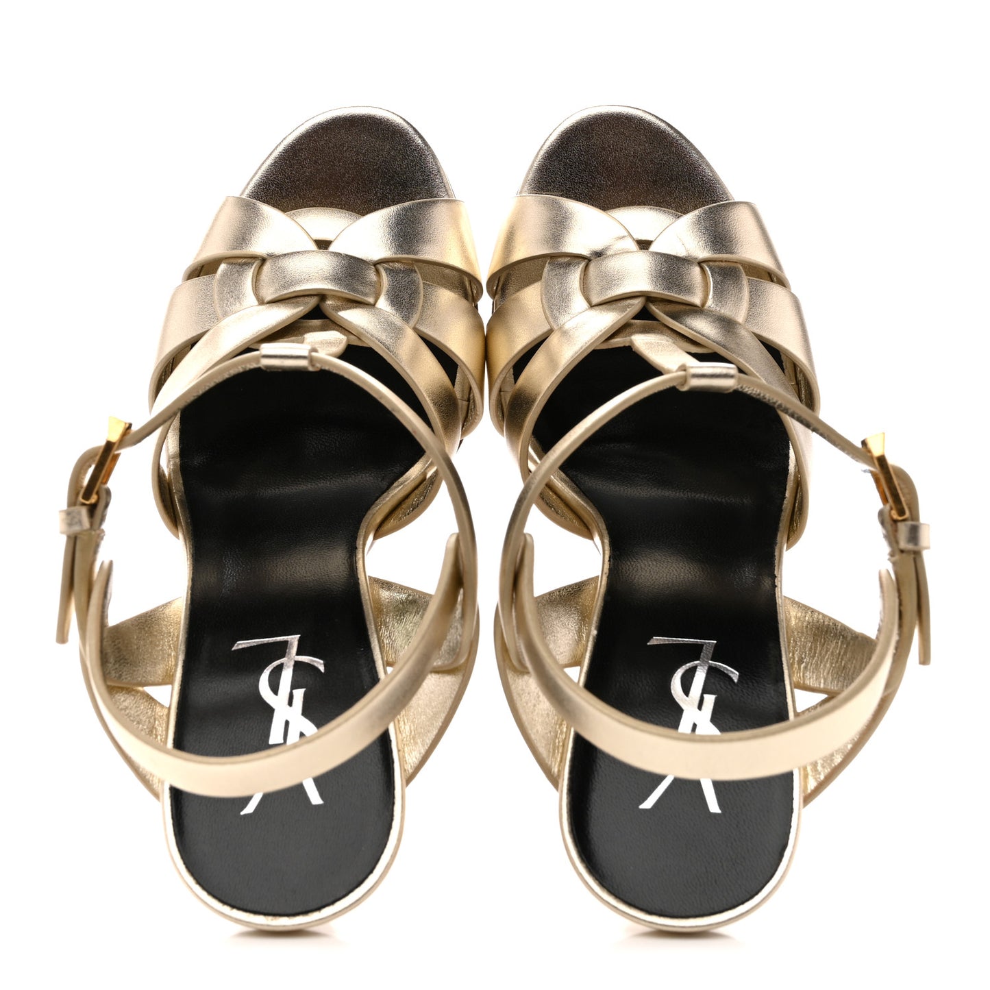 Metallic Calfskin Tribute 105 Platform  Sandals 37 Platino