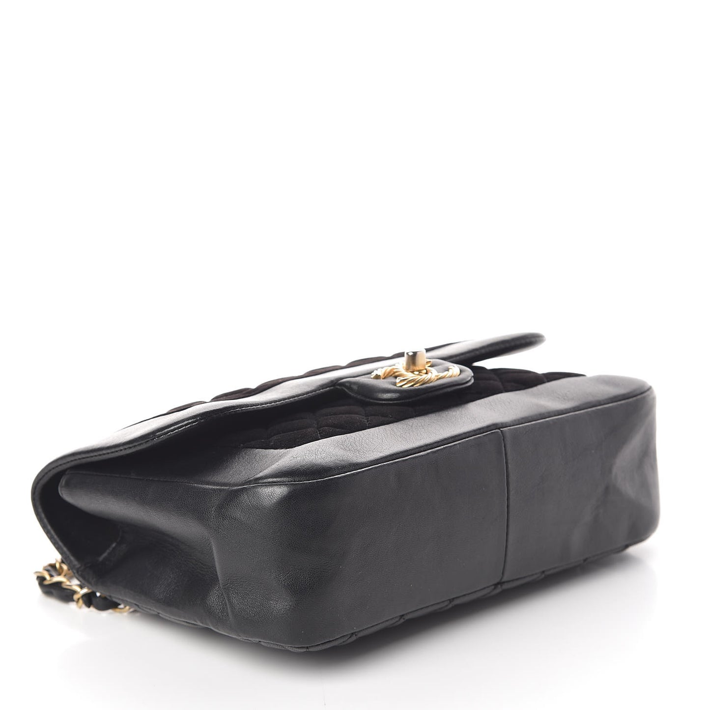 Metallic Lambskin Velvet Quilted Small Flap Black