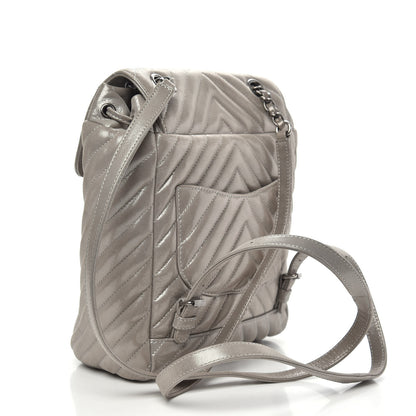 Chanel Metallic Iridescent Calfskin Chevron Quilted Small Urban Spirit Backpack Silver 2 of 11