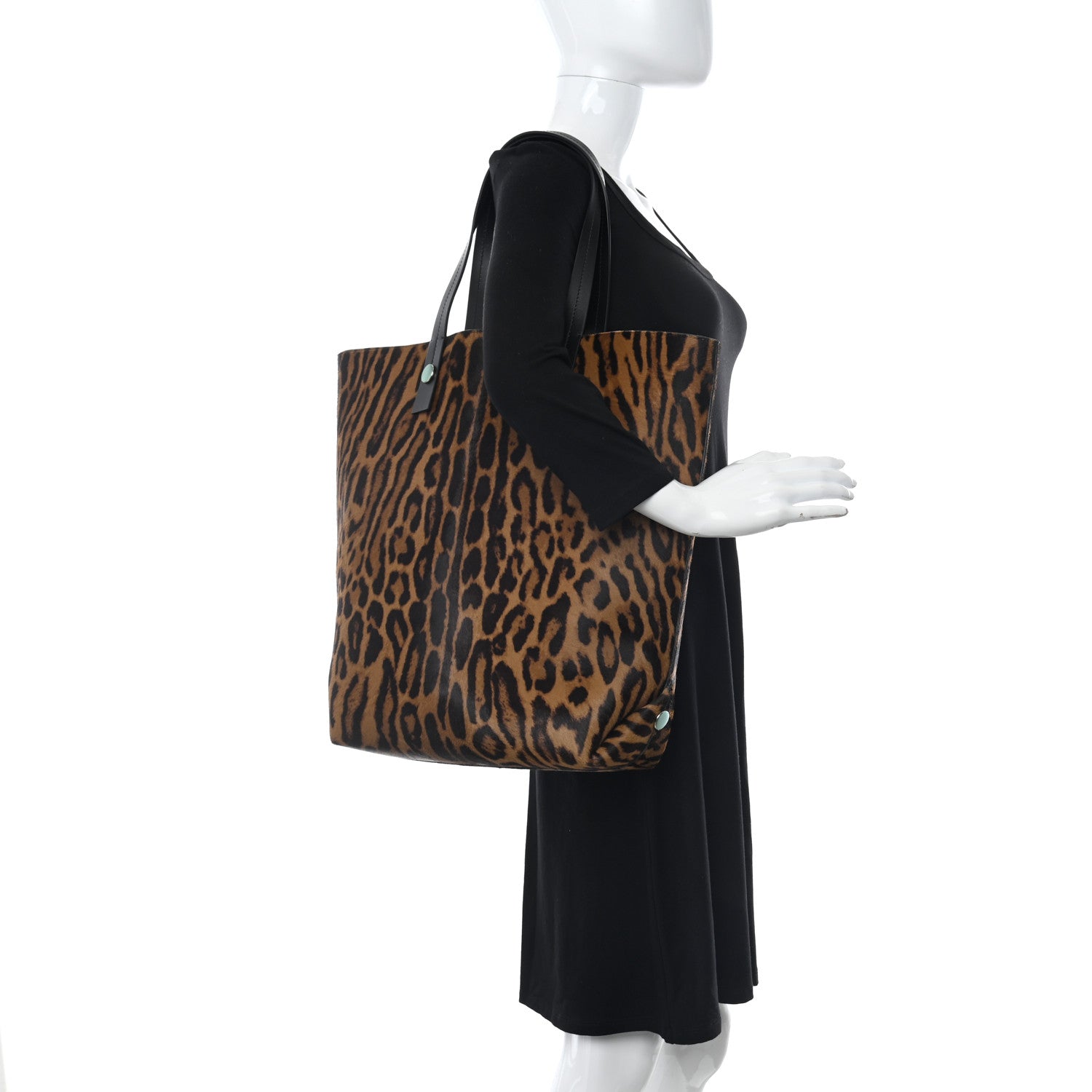 Proenza Schouler Calf Hair Leopard Print North South Tote Chocolate Brown Black Camel 2 of 9