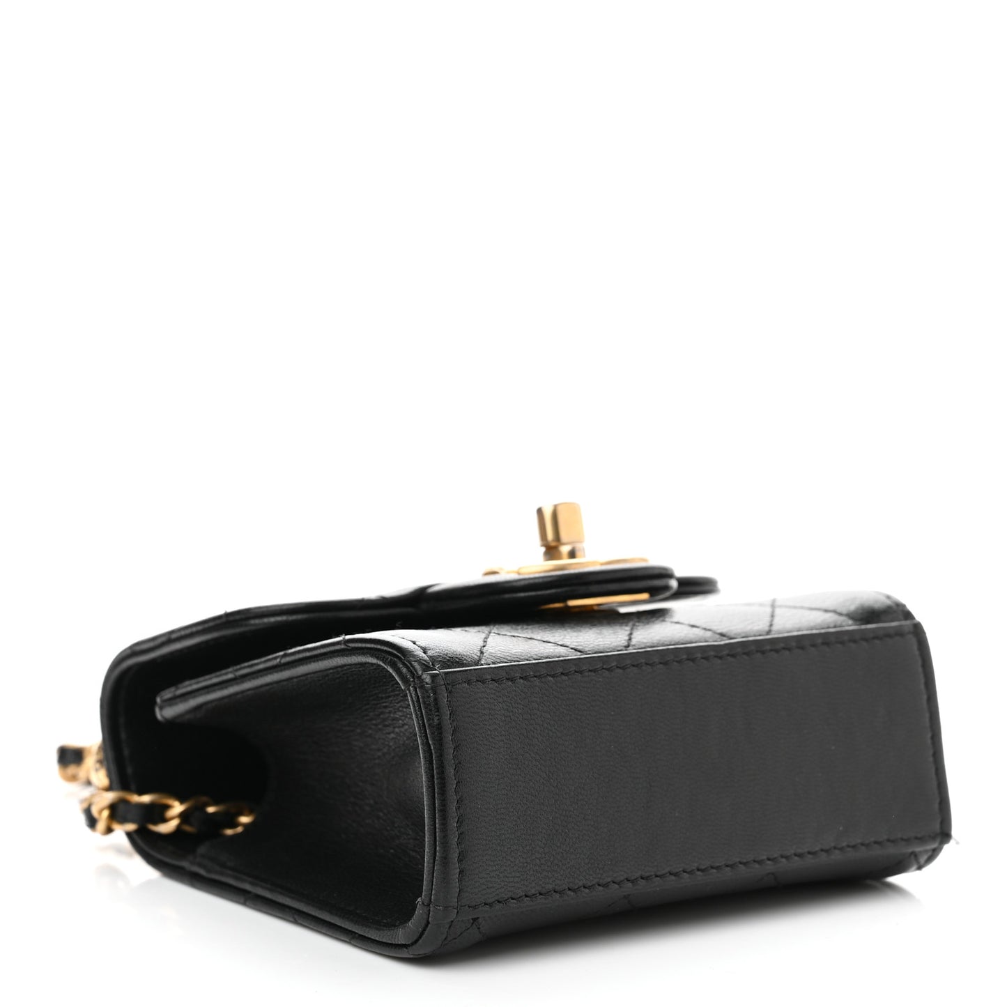 Goatskin Chic Pearls Clutch On Chain Black