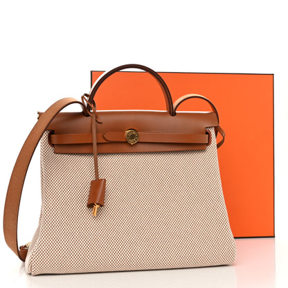 Hermes Vache Hunter Criss Viking Herbag Zip Retourne 31 PM Ecru Beige Fauve 12 of 12