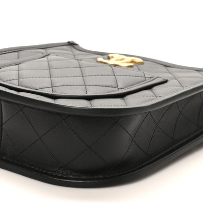 Chanel Calfskin Quilted CC Hobo Handbag Black 9 of 9