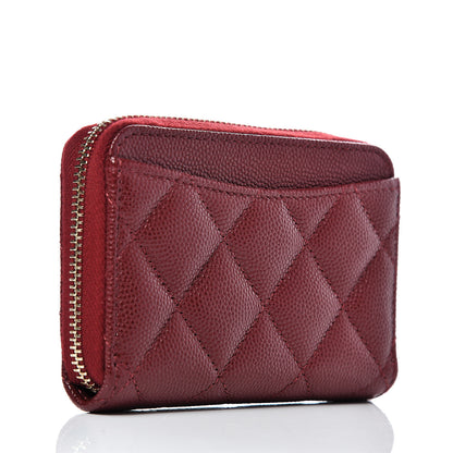 Chanel Iridescent Caviar Quilted Zip Card Holder Burgundy 3 of 8
