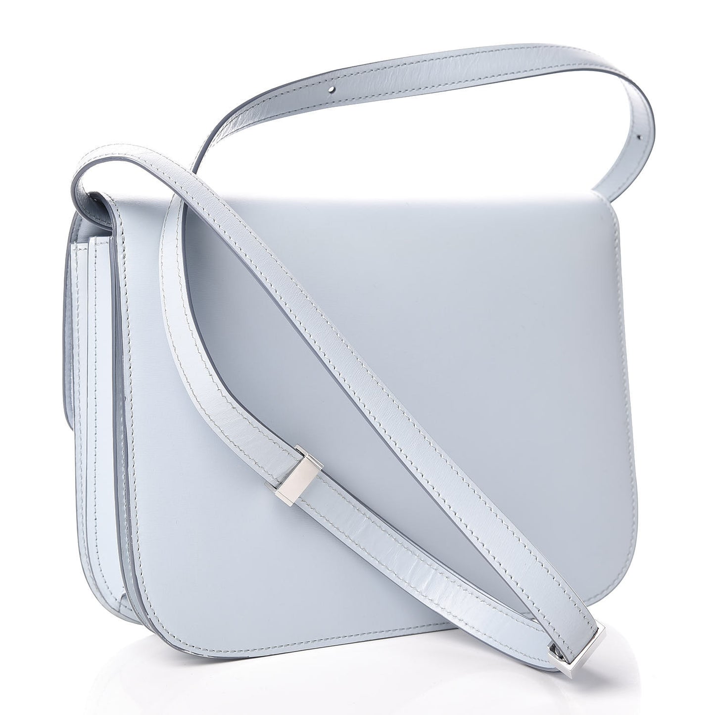 Box Calfskin Medium Classic Box Flap Bag Pale Blue