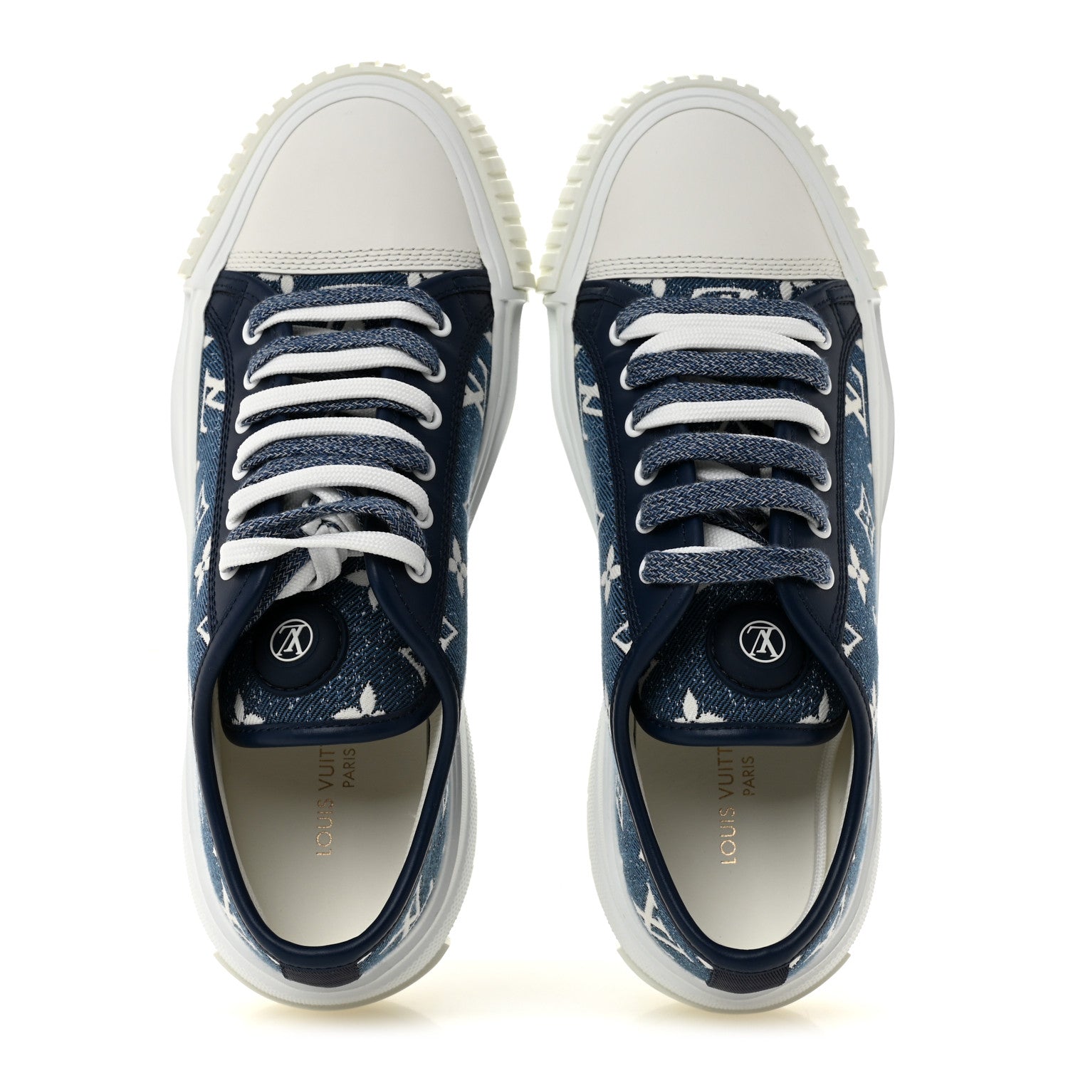 Louis Vuitton Denim Monogram Squad Sneakers 38.5 Marine 2 of 9