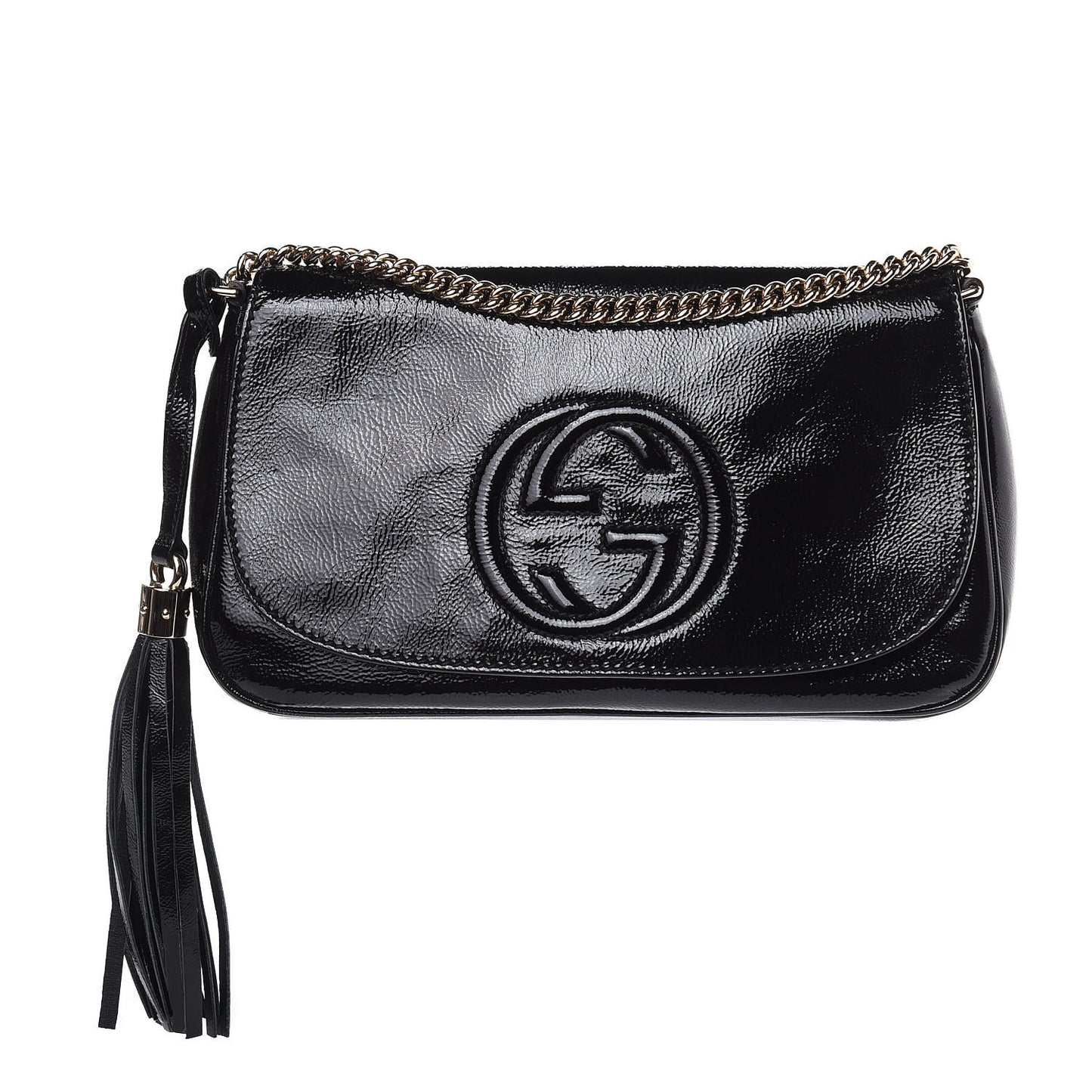 Patent Medium Soho Flap Crossbody Black