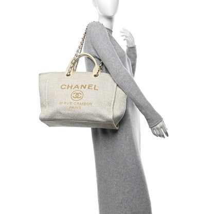 Chanel Canvas Large Deauville Tote Ivory 2 of 11