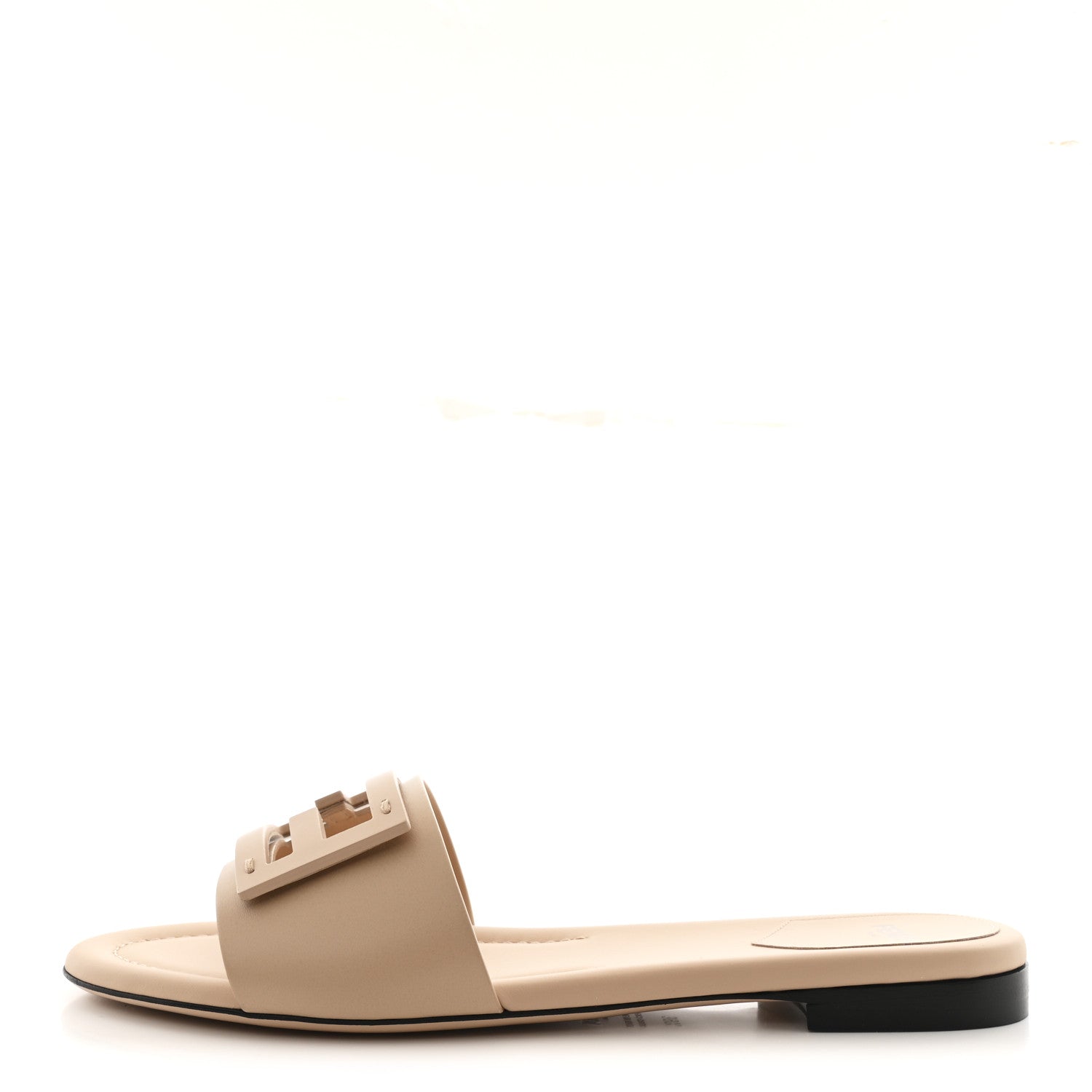 Fendi Vitello Cuoio Baguette Flat Slide Sandals 39.5 Poudre 1 of 9