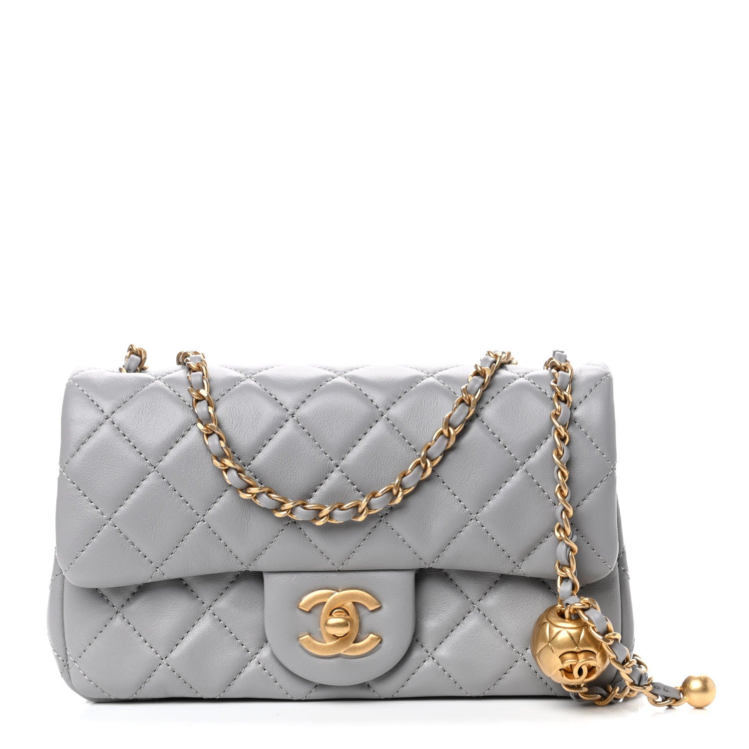 Chanel Lambskin Quilted Mini Rectangular Pearl Crush Flap Grey 1 of 4
