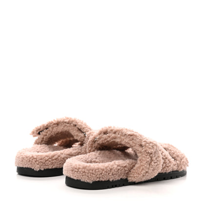 Hermes Woolskin Womens Chypre Sandals 35.5 Bois De Santal 4 of 7