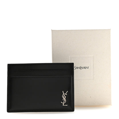 Saint Laurent Calfskin Tiny Cassandre Credit Card Case Black 8 of 8
