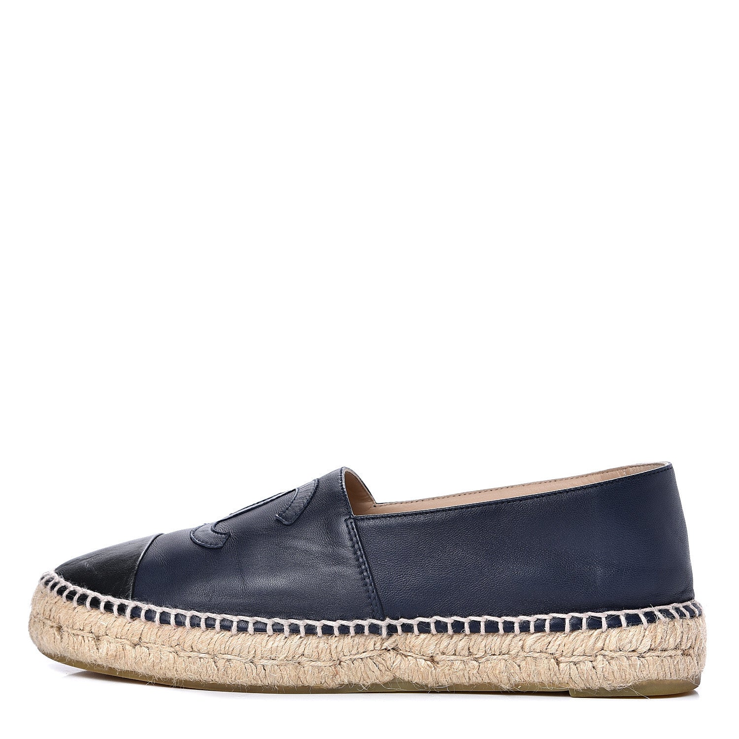 Chanel Lambskin CC Espadrilles 39 Navy Black 1 of 10