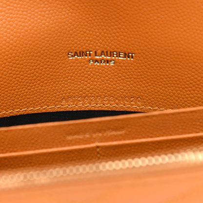 Saint Laurent Grain De Poudre Matelasse Chevron Monogram Chain Wallet Senape Yellow 10 of 11