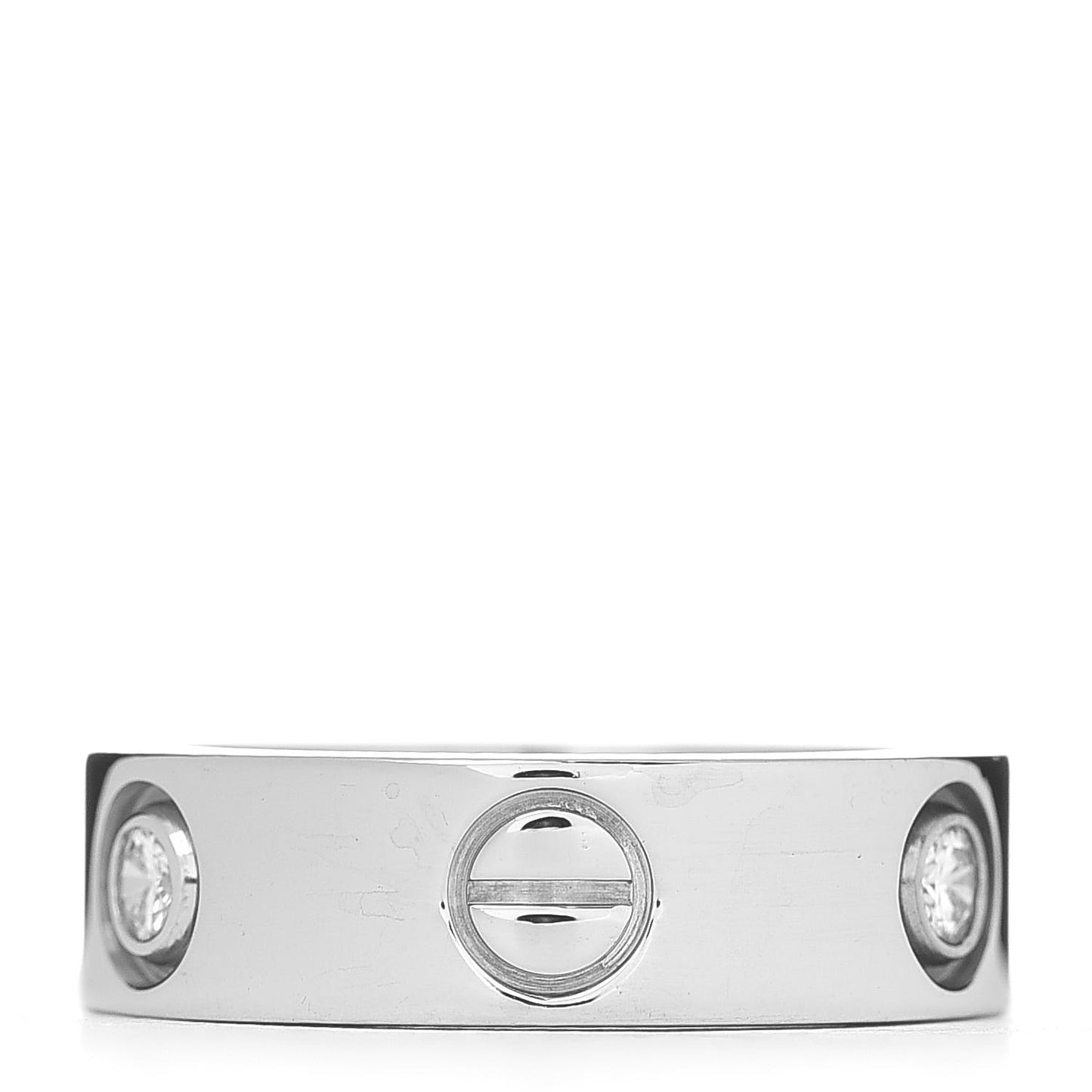 18K White Gold 3 Diamond 5.5mm LOVE Ring 49 4.75