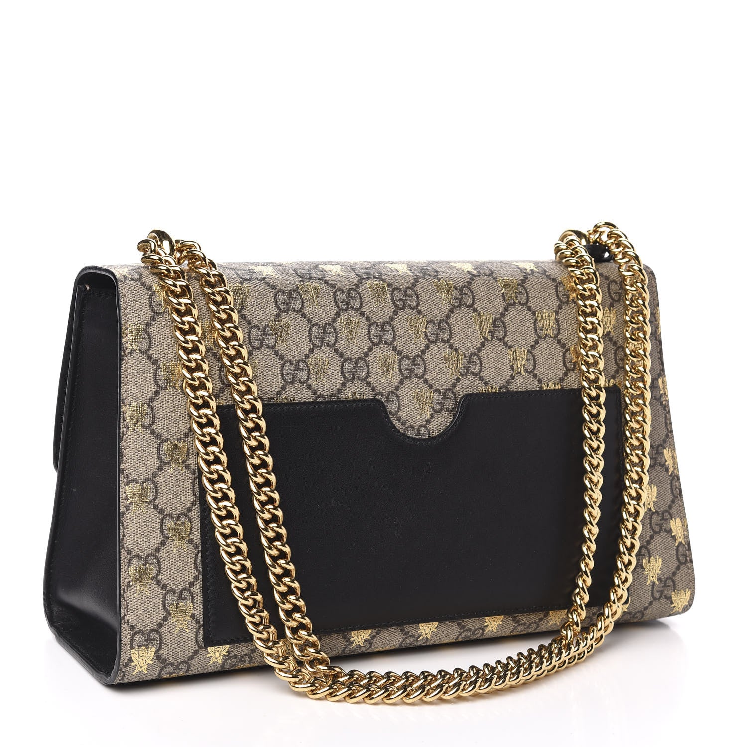 Gucci GG Supreme Monogram Bees Medium Padlock Shoulder Bag Beige Oro Black 2 of 12